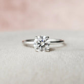 Round Cut Solitaire Unique 1.0CT Lab-Grown Hidden Halo Engagement Ring
