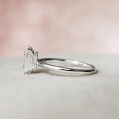 2.0CT Emerald Cut Hidden Halo Moissanite Engagement Ring