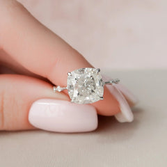 5.0CT Cushion Cut Moissanite Solitaire Engagement Ring