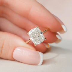 4.50CT Elongated Cushion Cut Moissanite Hidden Halo Engagement Ring
