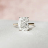 Elongated Cushion 4CT Lab-Grown Engagement Solid Two Tone Gold Ring