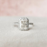 Radiant Cut Halo 2CT Lab-Grown Diamond Engagement Pave Solid Gold Ring