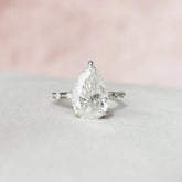 Pear Cut Solitaire 3.5CT Hidden Halo Lab-Grown Diamond Engagement Ring