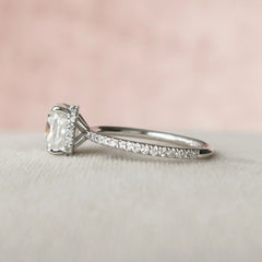2.50CT Cushion Cut Hidden Halo Moissanite Engagement Ring