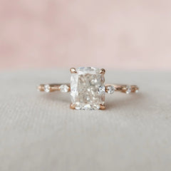2.0CT Elongated Cushion Cut Moissanite Solitaire Engagement Ring
