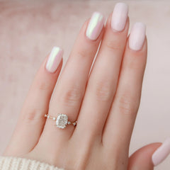 2.0CT Elongated Cushion Cut Moissanite Solitaire Engagement Ring