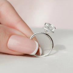 4.50CT Cushion Cut Hidden Halo Moissanite Pave Engagement Ring