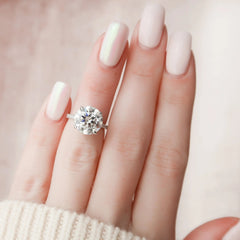 4.50CT Round Cut Hidden Halo Moissanite Engagement Ring