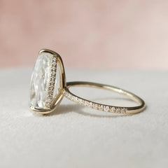 4.50CT Pear Cut Moissanite Hidden Halo Engagement Ring