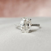 Oval Cut Hidden Halo 3.0CT Cathedral Lab-Grown Diamond Engagement Ring