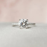 Round Cut Hidden Halo 1.50CT Lab-Grown Diamond Pave Engagement Ring