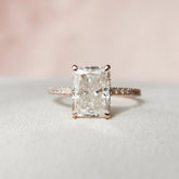 Radiant Cut Pave 3.0CT Open Hidden Halo Lab-Grown Engagement Ring