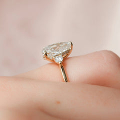 2.0CT Pear Cut Three Stone Moissanite Engagement Ring