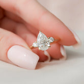 2.0CT Pear Cut Three Stone Moissanite Engagement Ring