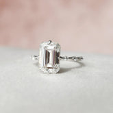 Emerald Cut Pave 3.0CT Lab-Grown Solitaire Diamond Engagement Ring