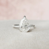 Pear Cut Hidden Halo 3.0CT Lab-Grown Diamond Engagement Pave Ring