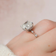 5.0CT Cushion Cut Moissanite Solitaire Engagement Ring