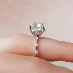 5.0CT Cushion Cut Moissanite Solitaire Engagement Ring