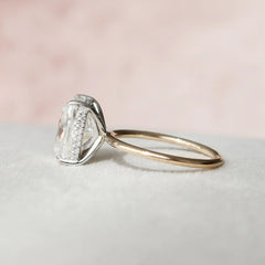 4.0CT Elongated Cushion Cut Moissanite Hidden Halo Engagement Ring