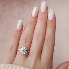 2.50CT Round Cut Pave Setting Hidden Halo Moissanite Engagement Ring