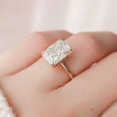 4.50CT Radiant Cut Hidden Halo Moissanite Engagement Ring