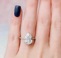 4.50CT Pear Cut Moissanite Hidden Halo Engagement Ring