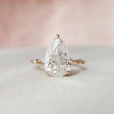 Pear Cut Hidden Halo 4.0CT Lab-Grown Diamond Pave Engagement Ring