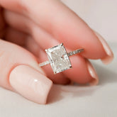 3.0CT Radiant Cut Hidden Halo Moissanite Open Engagement Ring