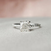 Cushion Cut Hidden Halo 1.50CT Lab-Grown Diamond Pave Engagement Ring