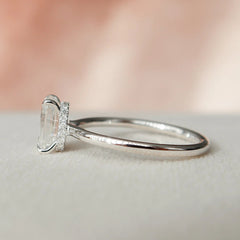 1.50CT Emerald Cut Hidden Halo Moissanite Engagement Ring