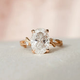 Oval Cut Twisted 2.0CT Lab-Grown Pave Natural Branches Engagement Ring