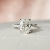 Oval Cut Pave 2.0CT Lab-Grown Diamond Hidden Halo Engagement Ring