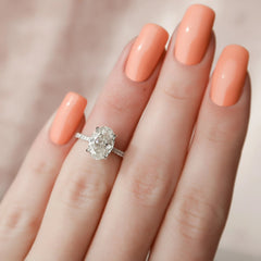 2.0CT Oval Cut Hidden Halo Moissanite Engagement Ring