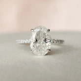 Oval Cut Hidden Halo 2.50CT Lab-Grown Diamond Pave Engagement Ring