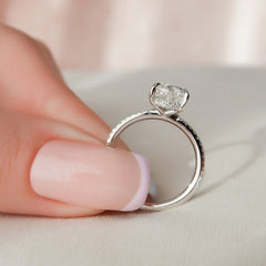 1.50CT Pear Cut Moissanite Hidden Halo Solitaire Pave Engagement Ring