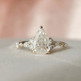 Pear Cut Cluster 1.50CT Lab-Grown Diamond Engagement Pave Ring