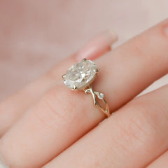 2.0CT Oval Cut Moissanite Branches Engagement Ring
