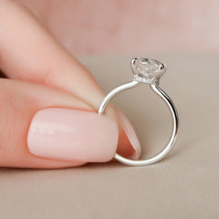 3.0CT Oval Cut Classic Hidden Halo Moissanite Engagement Ring