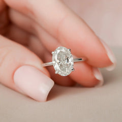 3.0CT Oval Cut Classic Hidden Halo Moissanite Engagement Ring