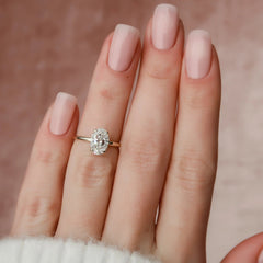 1.50CT Oval Cut Four Prong Lab-Grown Halo Engagement Ring