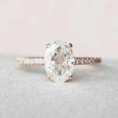 2.50CT Oval Cut Four Prong Hidden Halo Moissanite Engagement Ring
