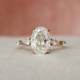 Oval Cut Three Stones 2.0CT Lab-Grown Pave Diamond Engagement Ring
