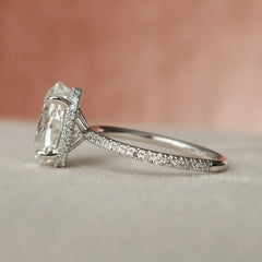 3.0CT Oval Cut Hidden Halo Unique Moissanite Engagement Ring