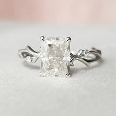 2.0CT Radiant Cut Nature Inspired Twisted Moissanite Engagement Ring
