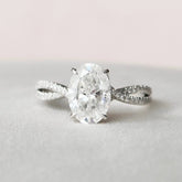 Oval Cut Twisted 3.0CT Lab Grown Diamond Engagement Solid Gold Ring
