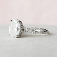 3.0CT Oval Cut Split Shank Moissanite Diamond Hidden Halo Engagement Ring