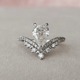 Pear Bridal 1.50CT Lab-Grown Diamond Chevron Vintage Engagement Ring