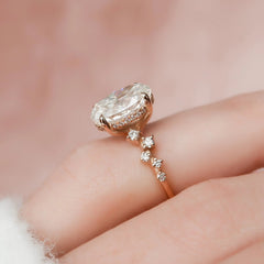 3.0CT Oval Cut Hidden Halo Moissanite Diamond Cluster Engagement Ring