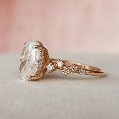 3.0CT Oval Cut Hidden Halo Moissanite Diamond Cluster Engagement Ring