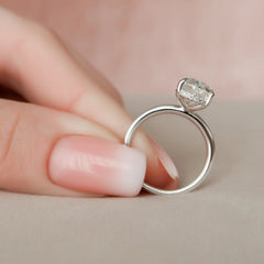 3.50CT Elongated Oval Cut Hidden Halo Moissanite Solitaire Engagement Ring